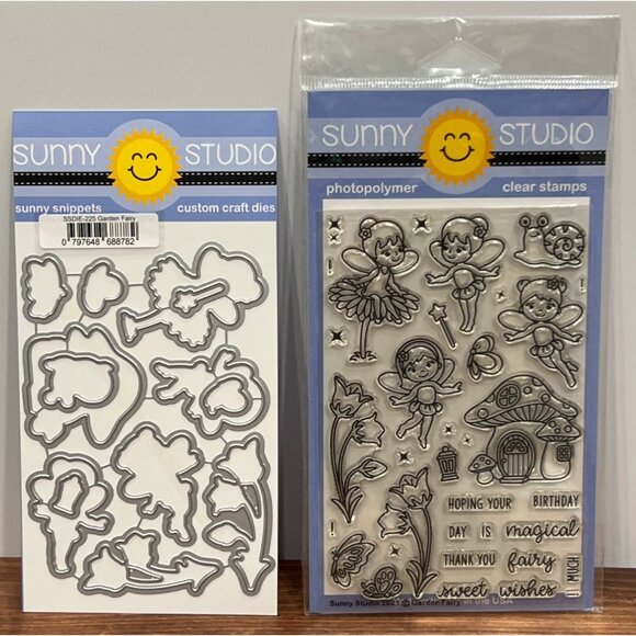 Sunny Studio Craft Dies & Clear Stamps Set Garden Fairy SSCL-285 SSDIE-225 - Picture 1 of 5